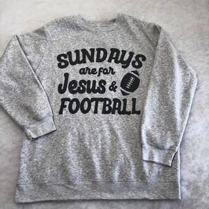 Freeze Sundays Are For Jesus & Football Gray Graphic Sweatshirt XL Womens